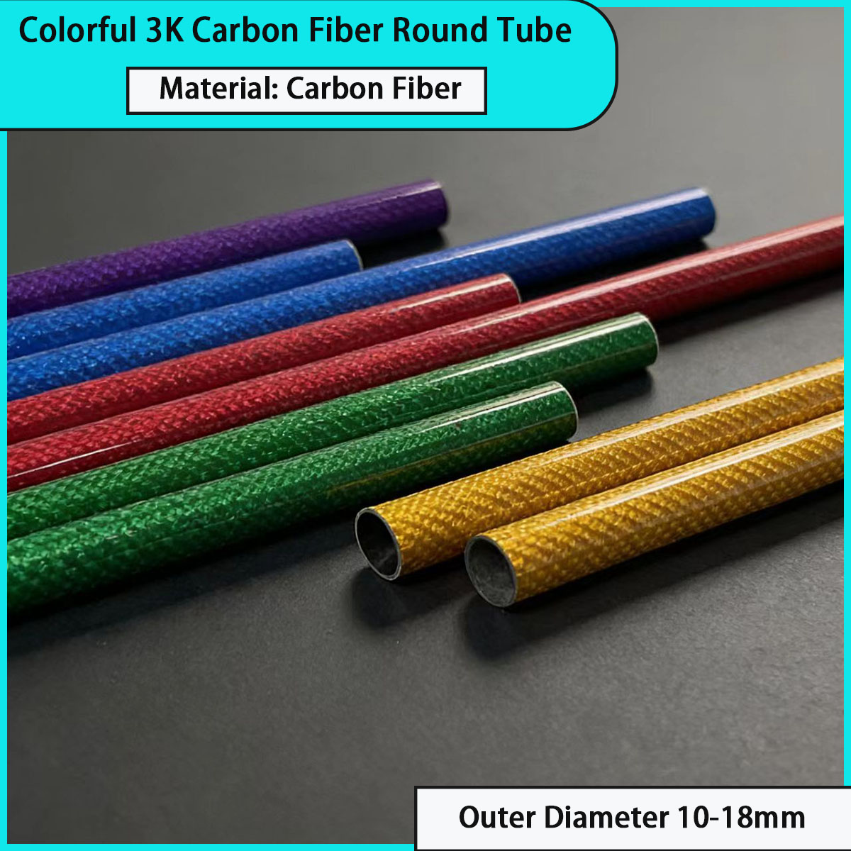 Sports Equipment Used - Buitendiameter 10-18mm gekleurde 3k koolstofvezel ronde